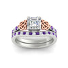 Load image into Gallery viewer, asscher-cut-purple-topaz-channel-band-celtic-bridal-set-in-white-gold-fdens2255asgvitoangle5-nl-wg-ws2.jpg