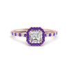 Load image into Gallery viewer, asscher-cut-purple-topaz-halo-petite-engagement-ring-in-rose-gold-FD8523ASRGVITOANGLE3-NL-RG