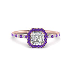 Load image into Gallery viewer, asscher-cut-purple-topaz-halo-petite-engagement-ring-in-rose-gold-FD8523ASRGVITOANGLE3-NL-RG
