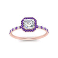 Thumbnail 35 - asscher-cut-purple-topaz-halo-petite-engagement-ring-in-rose-gold-FD8523ASRGVITOANGLE3-NL-RG