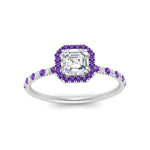 Load image into Gallery viewer, asscher-cut-purple-topaz-halo-petite-engagement-ring-in-white-gold-FD8523ASRGVITOANGLE3-NL-WG
