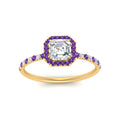 Thumbnail 107 - asscher-cut-purple-topaz-halo-petite-engagement-ring-in-yellow-gold-FD8523ASRGVITOANGLE3-NL-YG