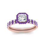 Load image into Gallery viewer, asscher-cut-purple-topaz-halo-wedding-ring-set-in-rose-gold-FD8523ASGVITO-NL-RG