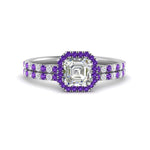 Load image into Gallery viewer, asscher-cut-purple-topaz-halo-wedding-ring-set-in-white-gold-FD8523ASGVITO-NL-WG