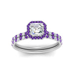 Load image into Gallery viewer, asscher-cut-purple-topaz-halo-wedding-ring-set-in-white-gold-FD8523ASGVITO-NL-WG