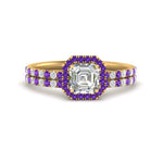 Load image into Gallery viewer, asscher-cut-purple-topaz-halo-wedding-ring-set-in-yellow-gold-FD8523ASGVITO-NL-YG