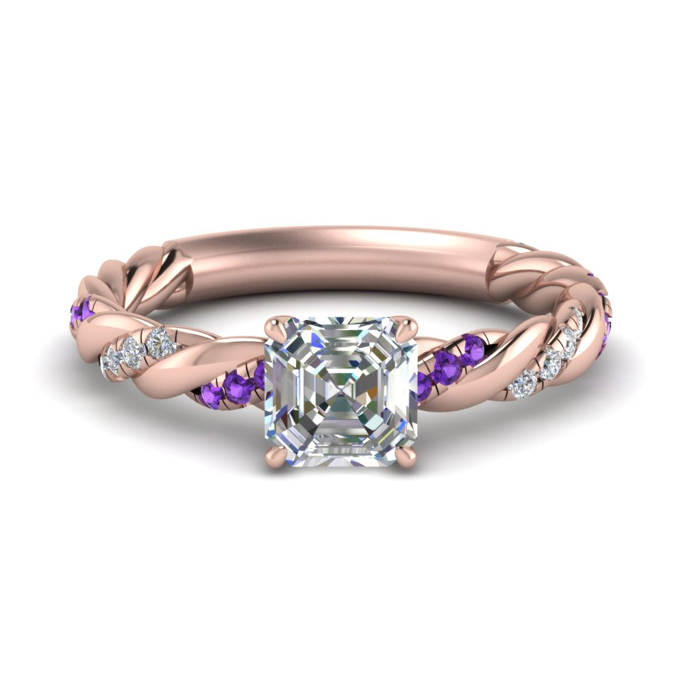 Twisted Vine Asscher Diamond Ring