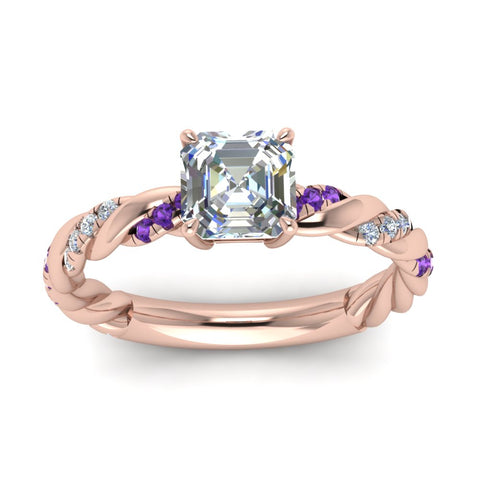 Twisted Vine Asscher Diamond Ring