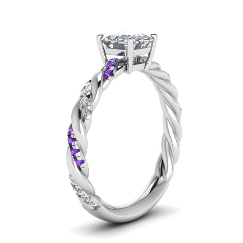 Twisted Vine Asscher Diamond Ring