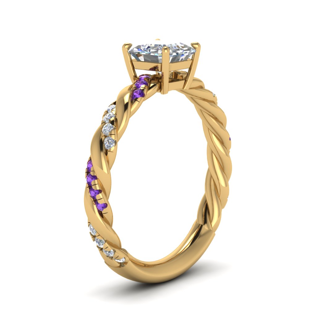 Twisted Vine Asscher Diamond Ring