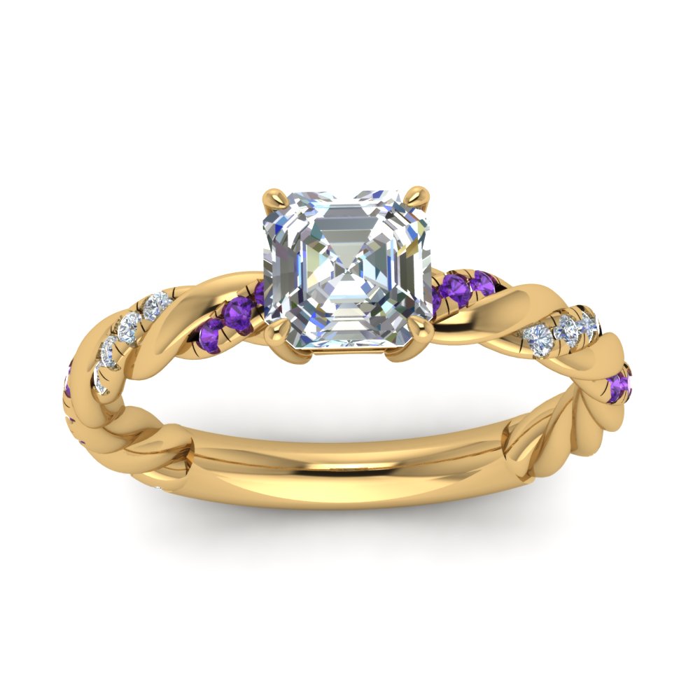 Twisted Vine Asscher Diamond Ring