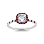 Load image into Gallery viewer, asscher-cut-ruby-halo-petite-engagement-ring-in-white-gold-FD8523ASRGRUDRANGLE3-NL-WG

