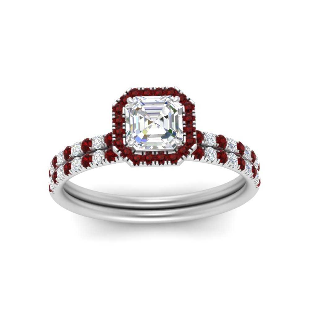 asscher-cut-ruby-halo-wedding-ring-set-in-white-gold-FD8523ASGRUDR-NL-WG