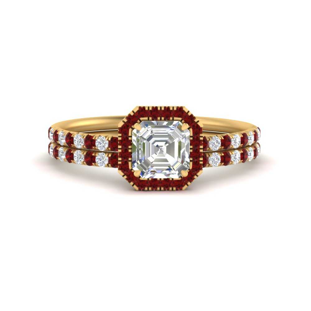 asscher-cut-ruby-halo-wedding-ring-set-in-yellow-gold-FD8523ASGRUDR-NL-YG