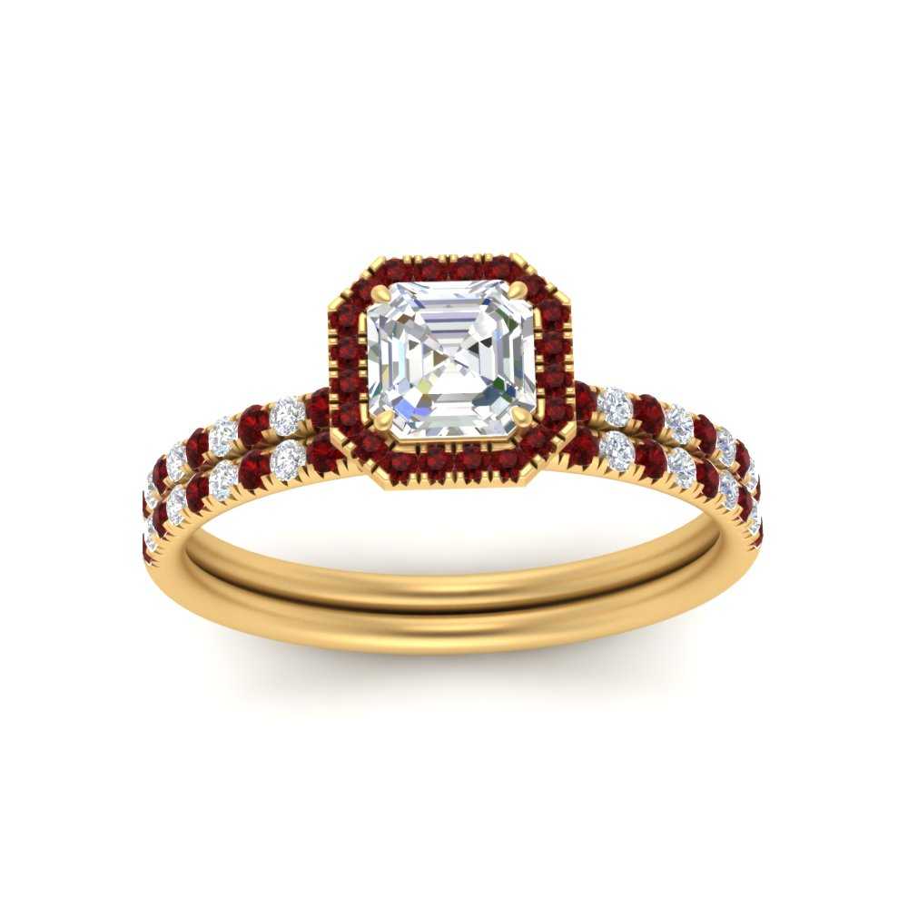 asscher-cut-ruby-halo-wedding-ring-set-in-yellow-gold-FD8523ASGRUDR-NL-YG