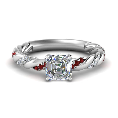 Twisted Vine Asscher Diamond Ring
