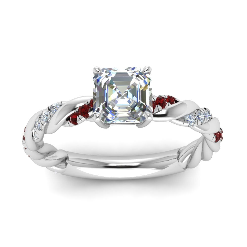 Twisted Vine Asscher Diamond Ring