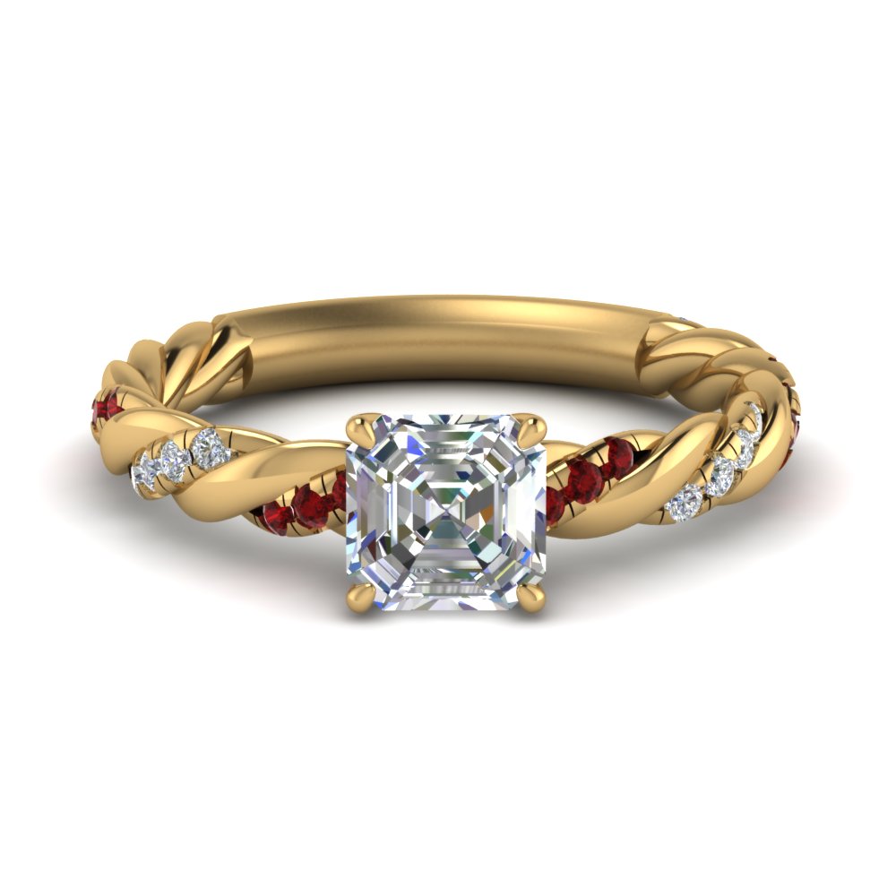 Twisted Vine Asscher Diamond Ring