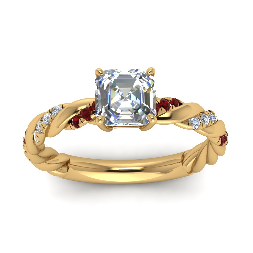 Twisted Vine Asscher Diamond Ring