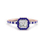 Load image into Gallery viewer, asscher-cut-sapphire-halo-petite-engagement-ring-in-rose-gold-FD8523ASRGSABLANGLE3-NL-RG
