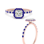 Load image into Gallery viewer, asscher-cut-sapphire-halo-petite-engagement-ring-in-rose-gold-FD8523ASRGSABLANGLE3-NL-RG
