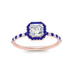 Load image into Gallery viewer, asscher-cut-sapphire-halo-petite-engagement-ring-in-rose-gold-FD8523ASRGSABLANGLE3-NL-RG
