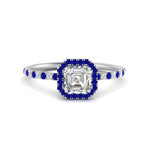Load image into Gallery viewer, asscher-cut-sapphire-halo-petite-engagement-ring-in-white-gold-FD8523ASRGSABLANGLE3-NL-WG
