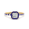 Load image into Gallery viewer, asscher-cut-sapphire-halo-petite-engagement-ring-in-yellow-gold-FD8523ASRGSABLANGLE3-NL-YG