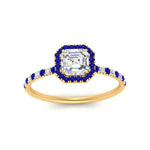 Load image into Gallery viewer, asscher-cut-sapphire-halo-petite-engagement-ring-in-yellow-gold-FD8523ASRGSABLANGLE3-NL-YG
