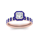 Load image into Gallery viewer, asscher-cut-sapphire-halo-wedding-ring-set-in-rose-gold-FD8523ASGSABL-NL-RG