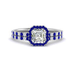 Load image into Gallery viewer, asscher-cut-sapphire-halo-wedding-ring-set-in-white-gold-FD8523ASGSABL-NL-WG