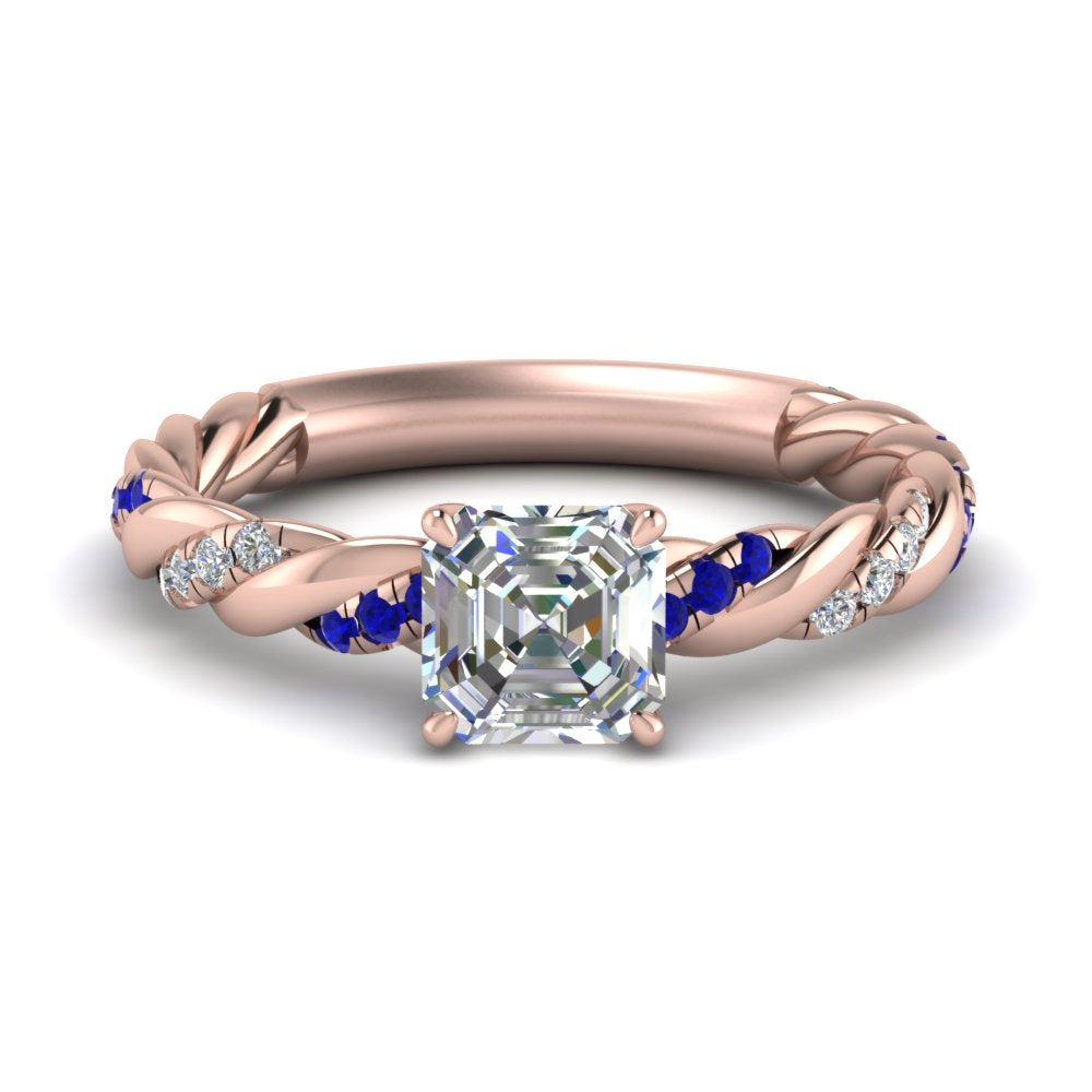 Twisted Vine Asscher Diamond Ring