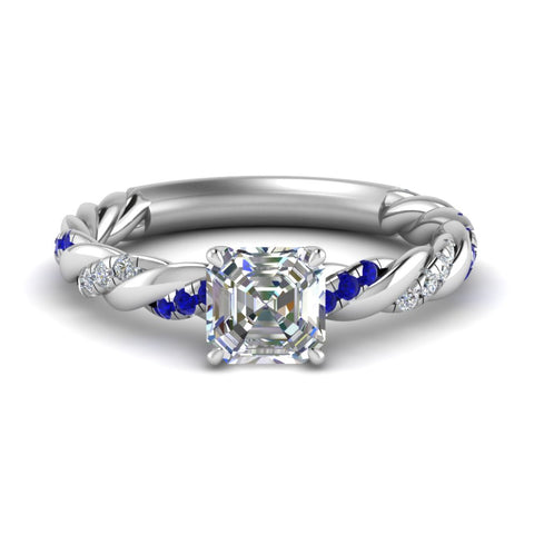 Twisted Vine Asscher Diamond Ring