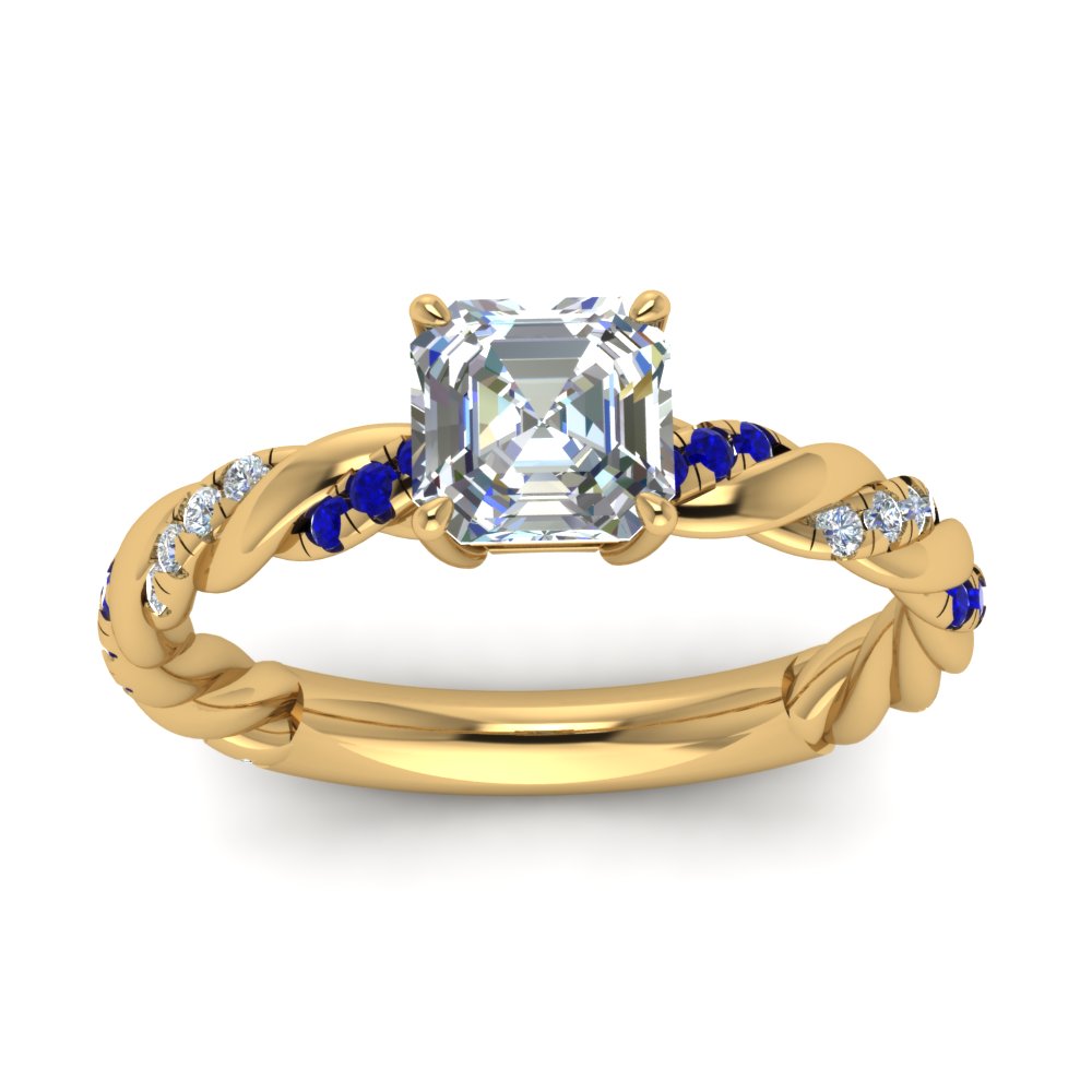 Twisted Vine Asscher Diamond Ring