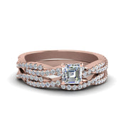 asscher-cut-simple-diamond-twisted-vine-bridal-ring-sets-in-14K-rose-gold-FD8233AS-NL-RG