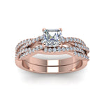 Load image into Gallery viewer, asscher-cut-simple-diamond-twisted-vine-bridal-ring-sets-in-14K-rose-gold-FD8233AS-NL-RG
