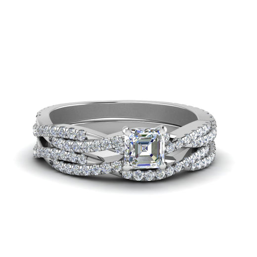 asscher-cut-simple-diamond-twisted-vine-bridal-ring-sets-in-14K-white-gold-FD8233AS-NL-WG