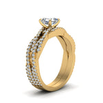 Load image into Gallery viewer, asscher-cut-simple-diamond-twisted-vine-bridal-ring-sets-in-14K-yellow-gold-FD8233AS-NL-YG
