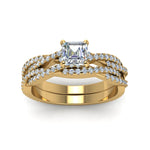 Load image into Gallery viewer, asscher-cut-simple-diamond-twisted-vine-bridal-ring-sets-in-14K-yellow-gold-FD8233AS-NL-YG

