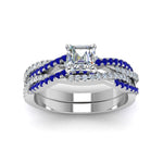 Load image into Gallery viewer, asscher-cut-simple-diamond-twisted-vine-bridal-ring-sets-with-blue-sapphire-in-950-Platinum-FD8233ASGSABL-NL-WG
