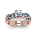 Load image into Gallery viewer, asscher-cut-simple-diamond-twisted-vine-bridal-ring-sets-with-ice-blue-topaz-in-14K-rose-gold-FD8233ASGICBLTO-NL-RG
