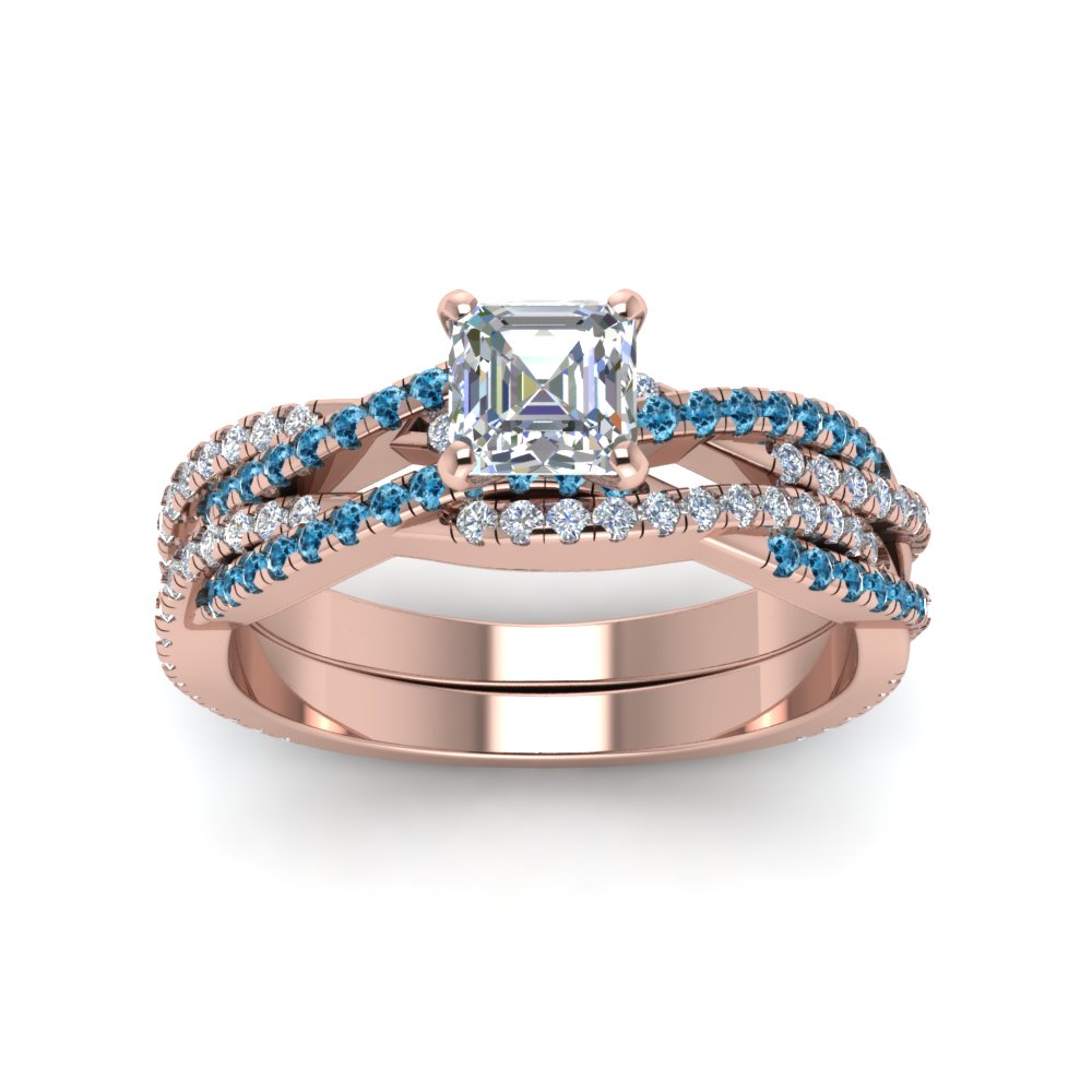 asscher-cut-simple-diamond-twisted-vine-bridal-ring-sets-with-ice-blue-topaz-in-14K-rose-gold-FD8233ASGICBLTO-NL-RG