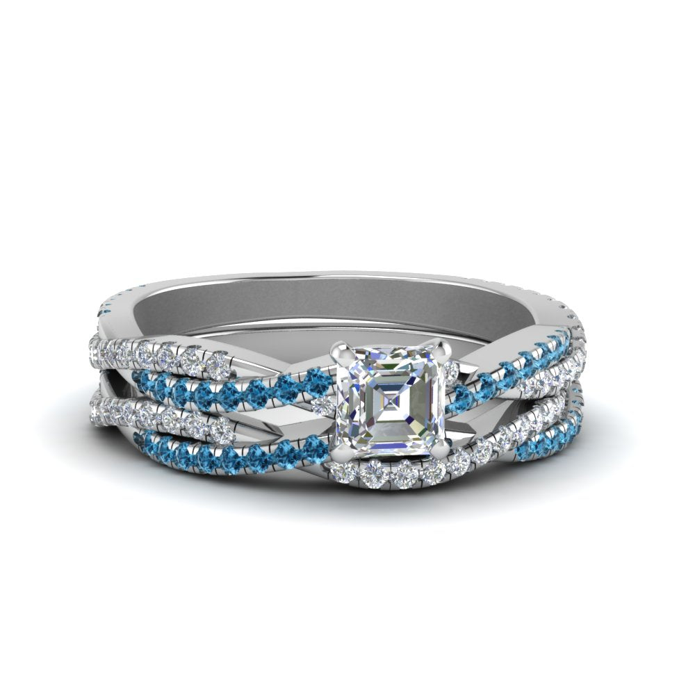asscher-cut-simple-diamond-twisted-vine-bridal-ring-sets-with-ice-blue-topaz-in-14K-white-gold-FD8233ASGICBLTO-NL-WG
