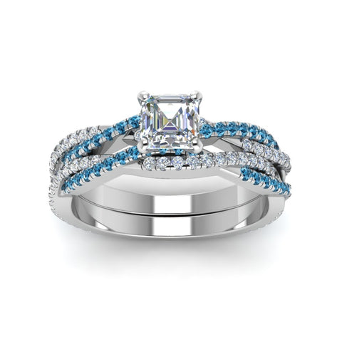 asscher-cut-simple-diamond-twisted-vine-bridal-ring-sets-with-ice-blue-topaz-in-14K-white-gold-FD8233ASGICBLTO-NL-WG