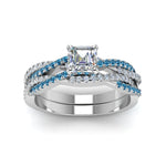 Load image into Gallery viewer, asscher-cut-simple-diamond-twisted-vine-bridal-ring-sets-with-ice-blue-topaz-in-14K-white-gold-FD8233ASGICBLTO-NL-WG
