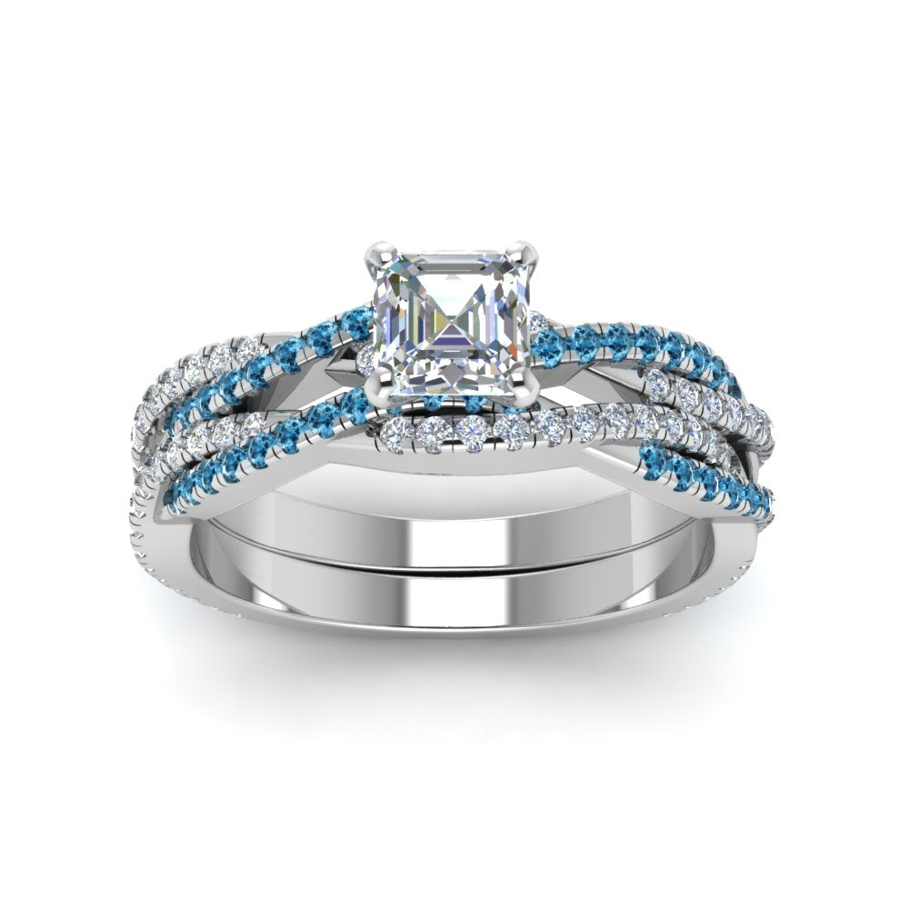 asscher-cut-simple-diamond-twisted-vine-bridal-ring-sets-with-ice-blue-topaz-in-950-Platinum-FD8233ASGICBLTO-NL-WG