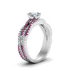 Load image into Gallery viewer, asscher-cut-simple-diamond-twisted-vine-bridal-ring-sets-with-pink-sapphire-in-950-Platinum-FD8233ASGSADRPI-NL-WG