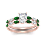 Load image into Gallery viewer, asscher-cut-single-prong-marquise-emerald-engagement-ring-and-band-in-FD9939ASGEMGR-NL-RG
