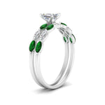 Load image into Gallery viewer, asscher-cut-single-prong-marquise-emerald-engagement-ring-and-band-in-FD9939ASGEMGR-NL-WG
