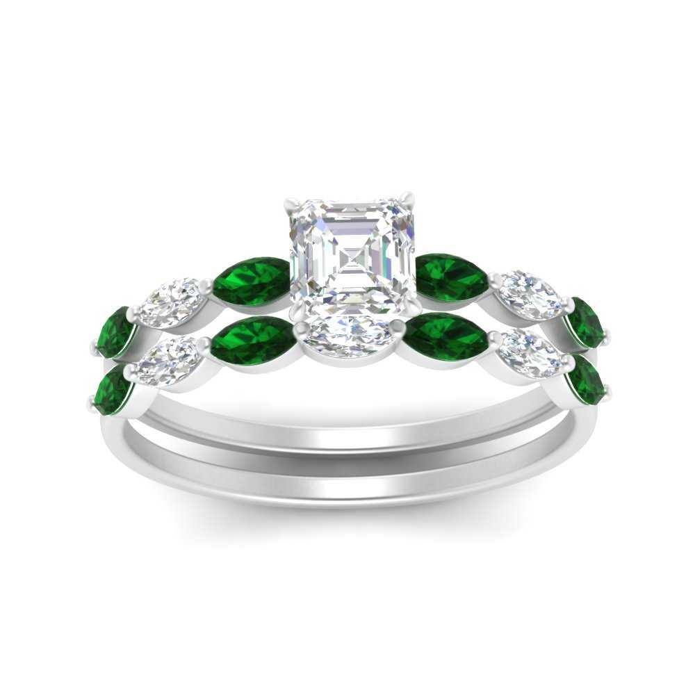 asscher-cut-single-prong-marquise-emerald-engagement-ring-and-band-in-FD9939ASGEMGR-NL-WG